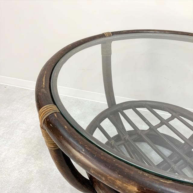 ラタンラウンドサイドテーブル