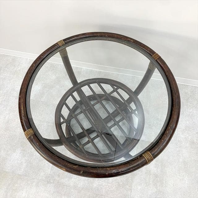 ラタンラウンドサイドテーブル