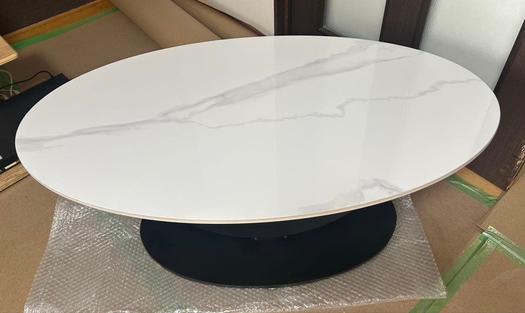 セラミックセンターテーブル ホワイト大理石風100cm