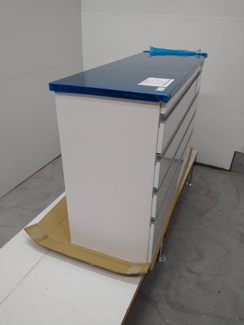 ◎7023 ステンレス頑丈鏡面カウンター幅120　ホワイト