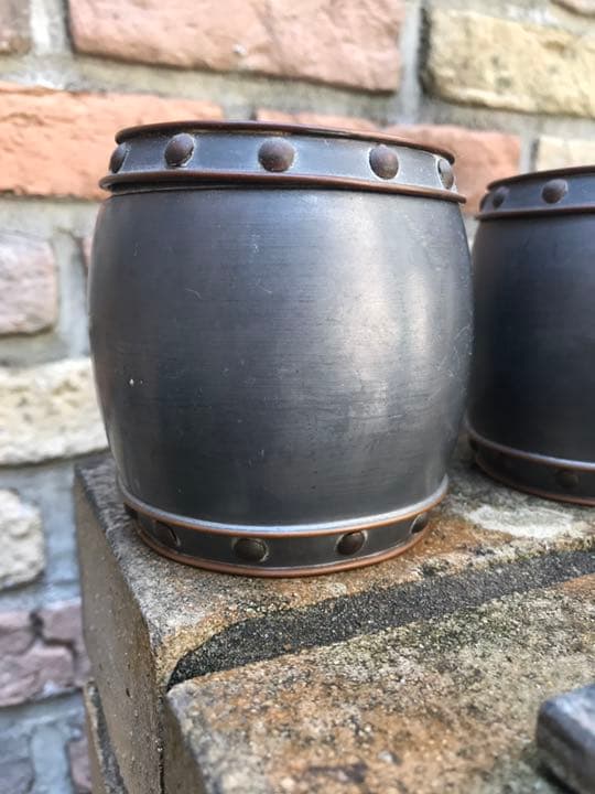 古い香港製錫の茶入れ二つセット　 骨董