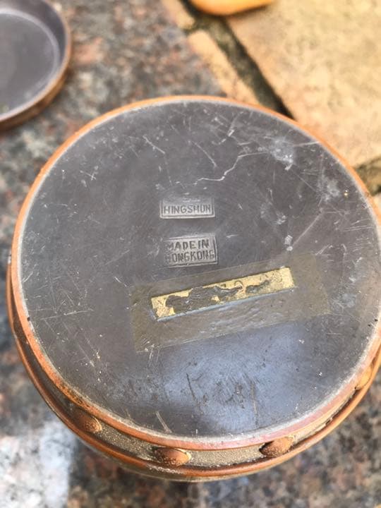 古い香港製錫の茶入れ二つセット　 骨董