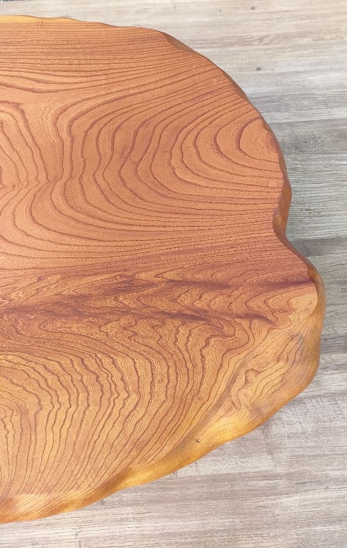 [風太☆]一枚板 座卓 ナチュラルウッド オーバルテーブル リペア済