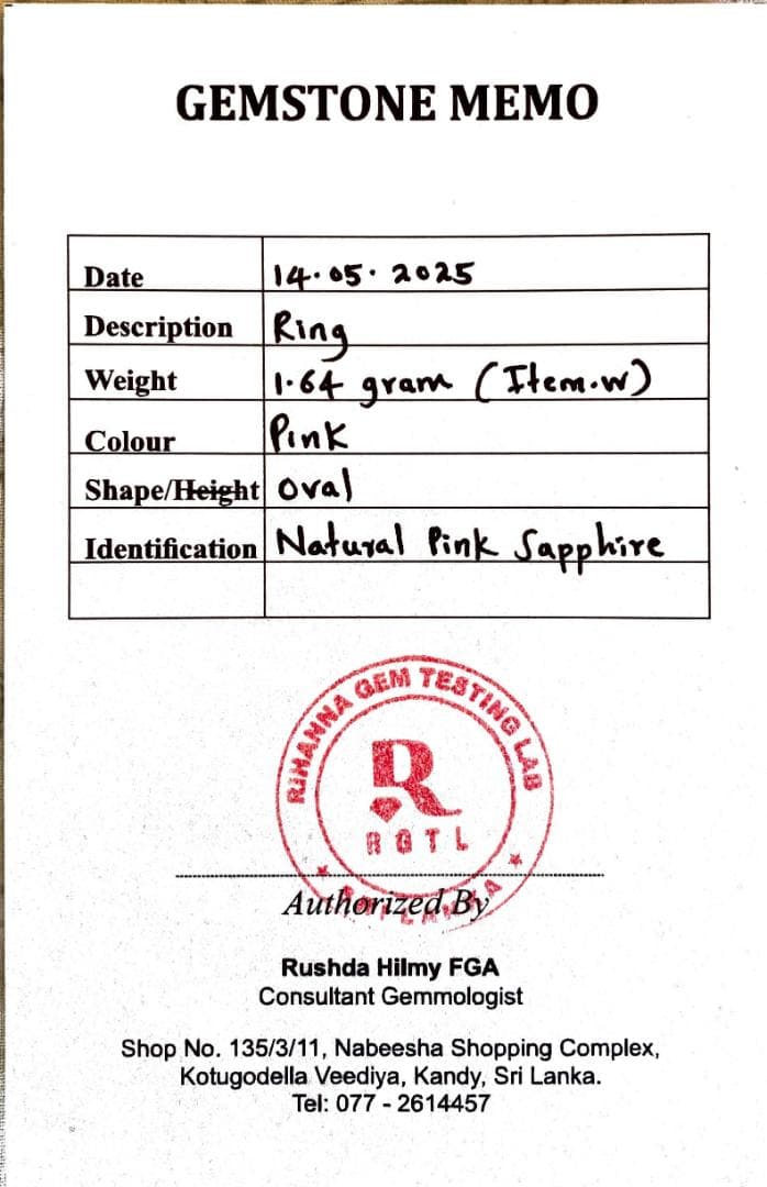 Ring-PinkSapphire 天然ピンクサファイアリング 1.64g