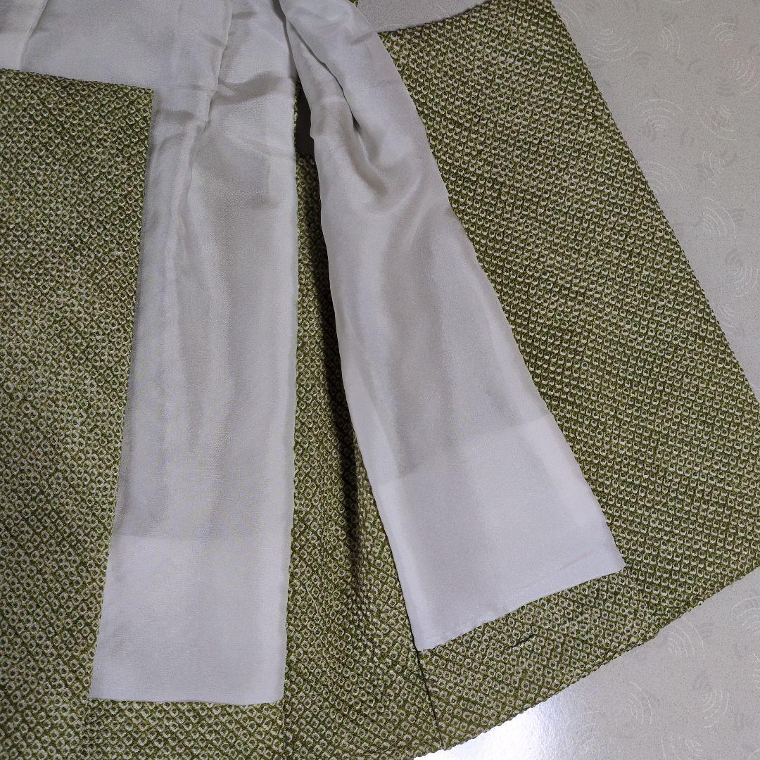 七五三３歳正絹総絞り手縫いの被布(抹茶色の柄入り）