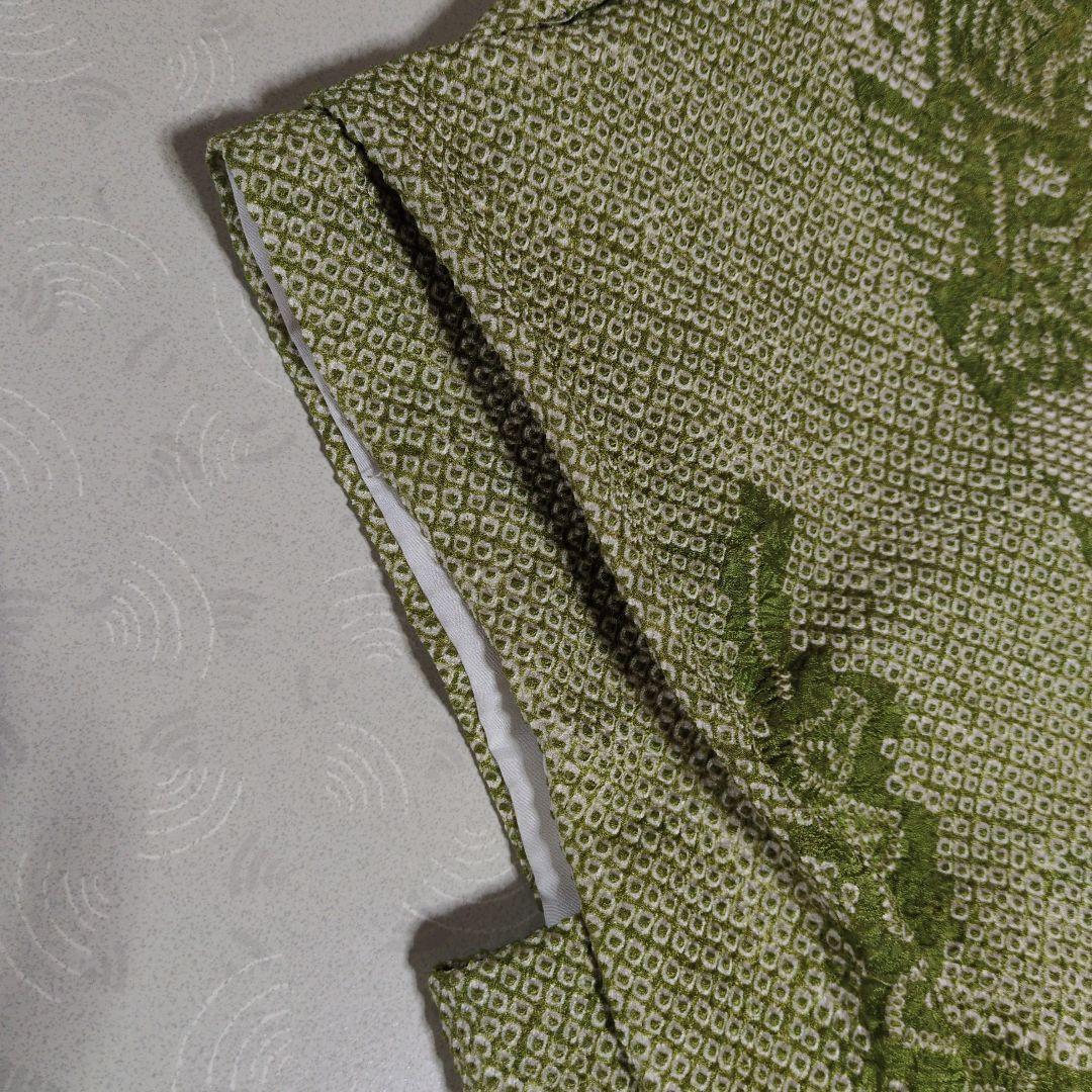 七五三３歳正絹総絞り手縫いの被布(抹茶色の柄入り）