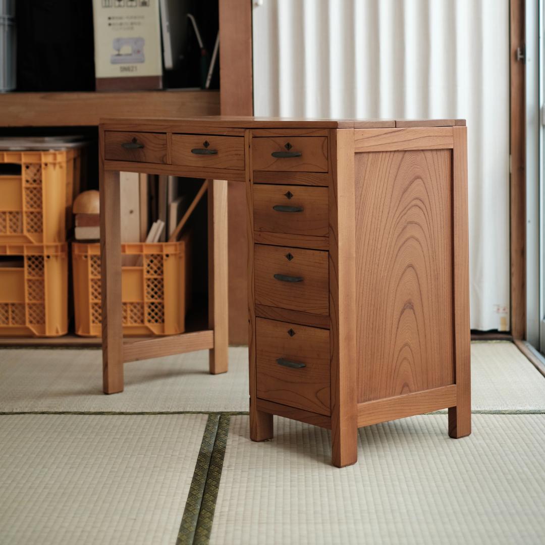 ケヤキ 片袖机 古道具 古家具