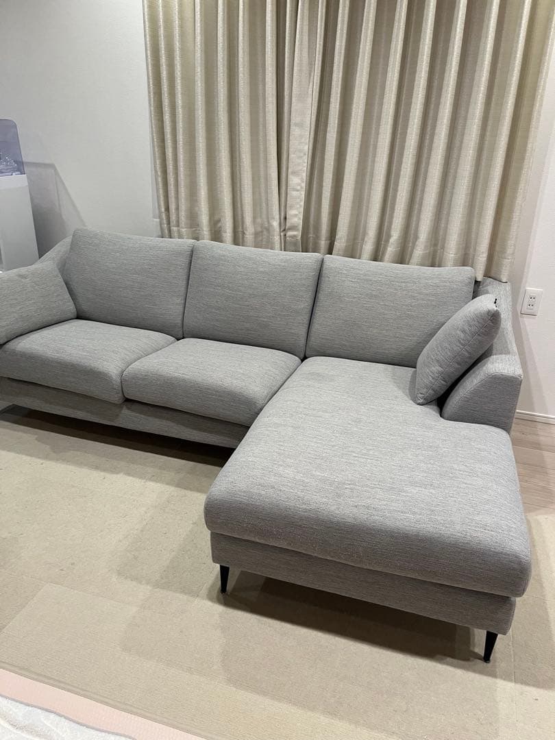 布張りカウチソファ(NポケットA15LC DR-MGY)