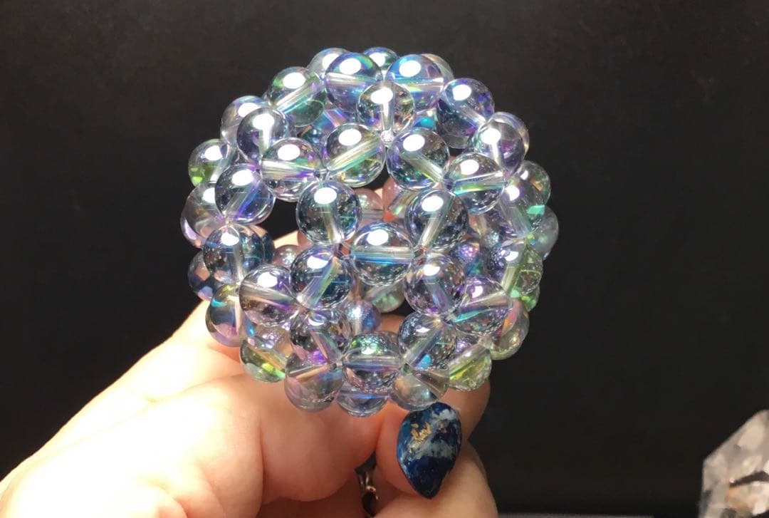 神聖幾何学フラーレン✨8mmアクアオーラ　宇宙エネルギー　幸福呼ぶの奇石✨