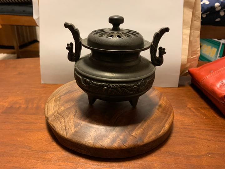 香炉 けやき台付 重量感あり 重いです