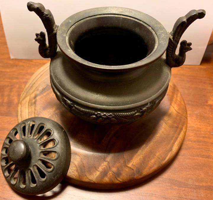 香炉 けやき台付 重量感あり 重いです