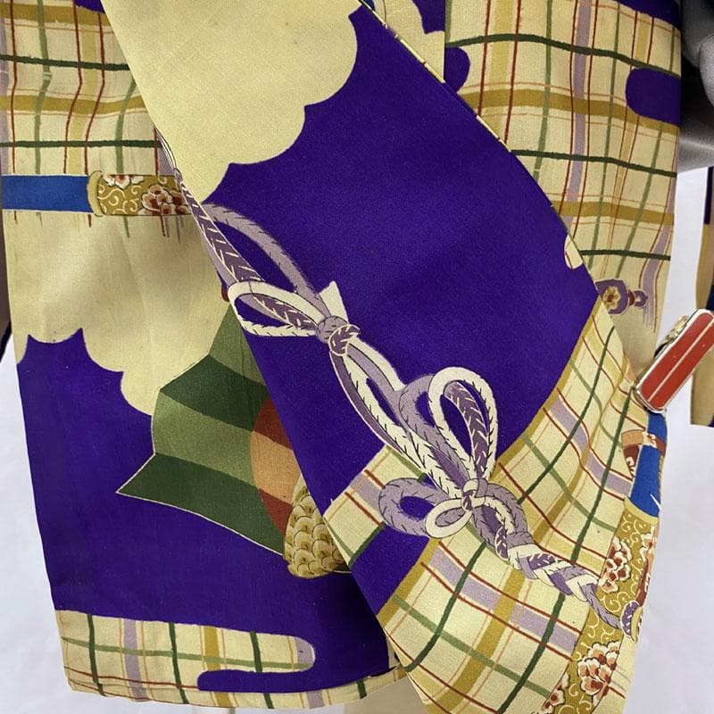 510ab3◎七五三 三歳 男の子 アンティーク着物&被布 レトロ 濃紫◎