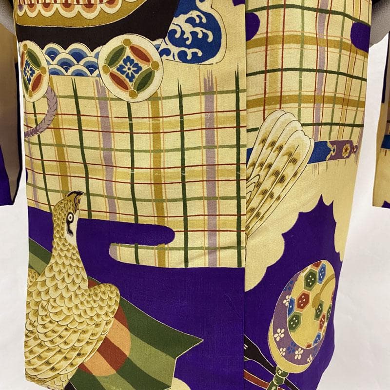 510ab3◎七五三 三歳 男の子 アンティーク着物&被布 レトロ 濃紫◎