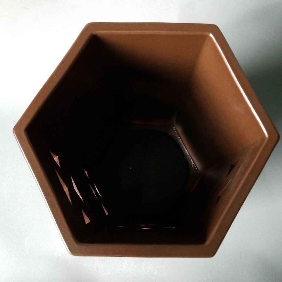 お値下げしました⤵信楽焼傘立て 六角茶彫 高さ48cm