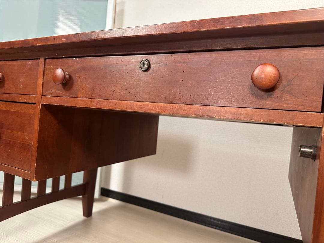 イーセンアーレン 書斎デスク 学習机 事務机 両袖デスク 勉強机 鍵付※iso※