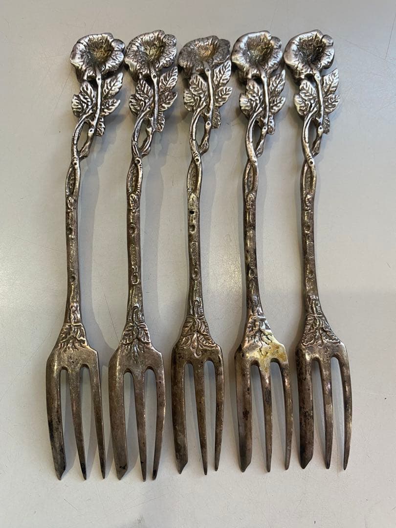 ヒルデスハイムローズ　フォーク　5本　アンティーク　　シルバー835