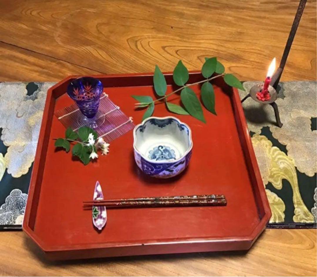 A1058古伊万里　最上手　染錦手　逆蛸唐草　松竹梅　波縁形鉢　向付　5客