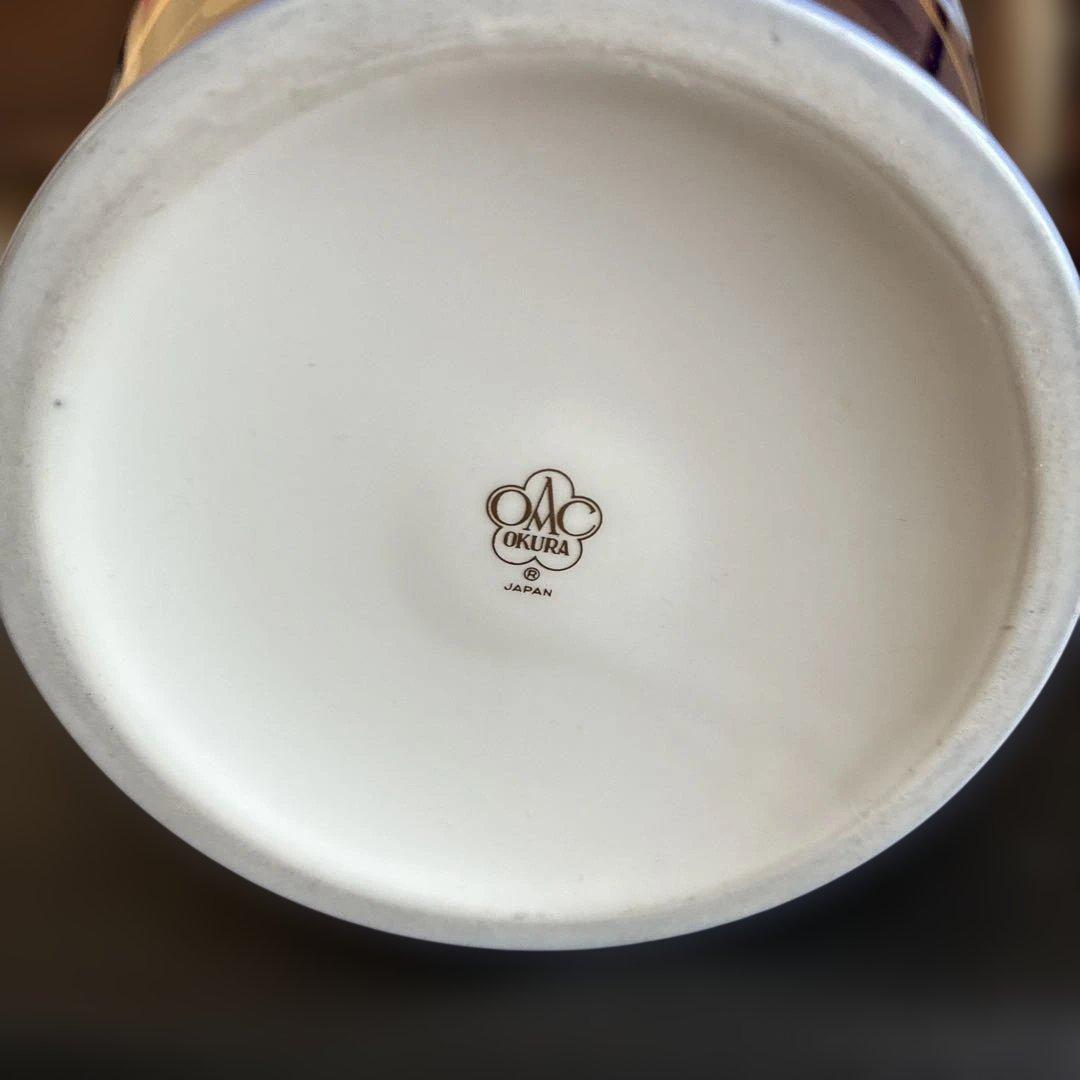 大倉陶園 瑠璃色の花瓶 鷺 - メルカリ