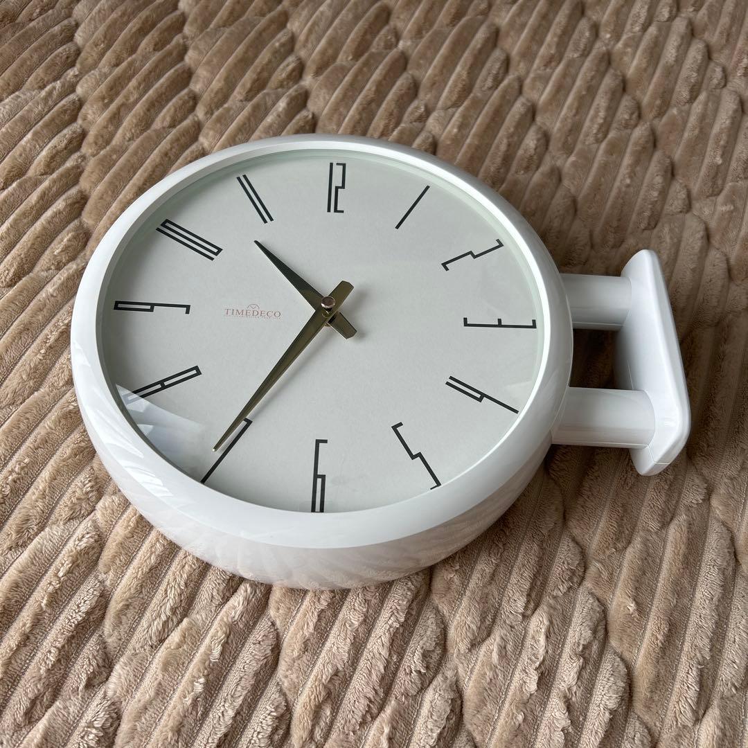 両面電波時計　壁掛け　ホワイト