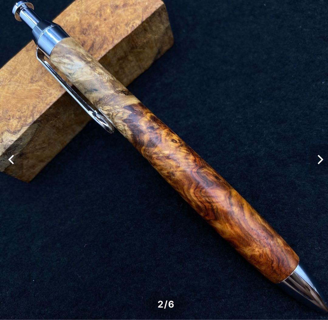 富士瘤 craft【特上杢 アンボイナバール 紅白】木軸ペン三神シャープ