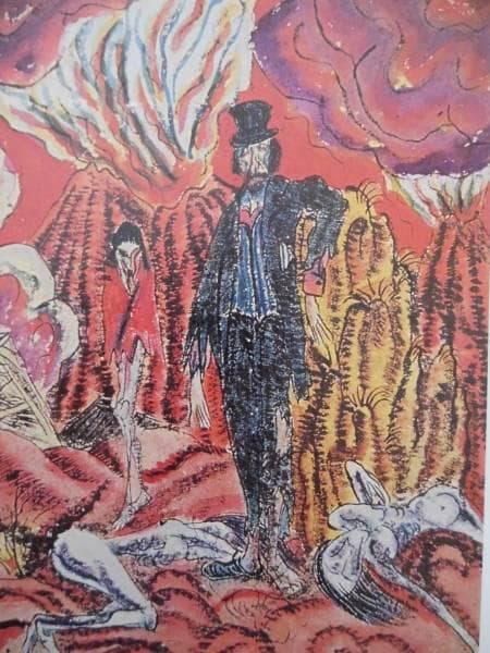 川上　澄生、悪魔、希少な額装用画集より、美品、新品額装付