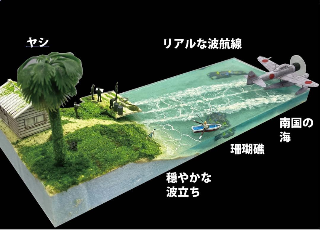 基地から飛び立つ二式戦闘機 レジン ジオラマ