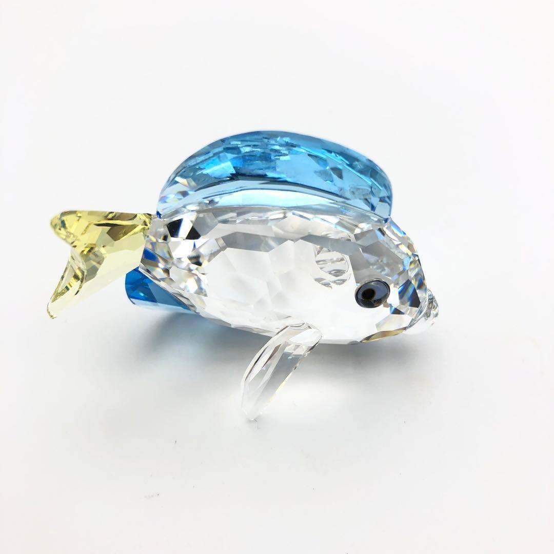 【クリスタル置物BlueTangfishナンヨウハギ】魚フィッシュかわいい青黄