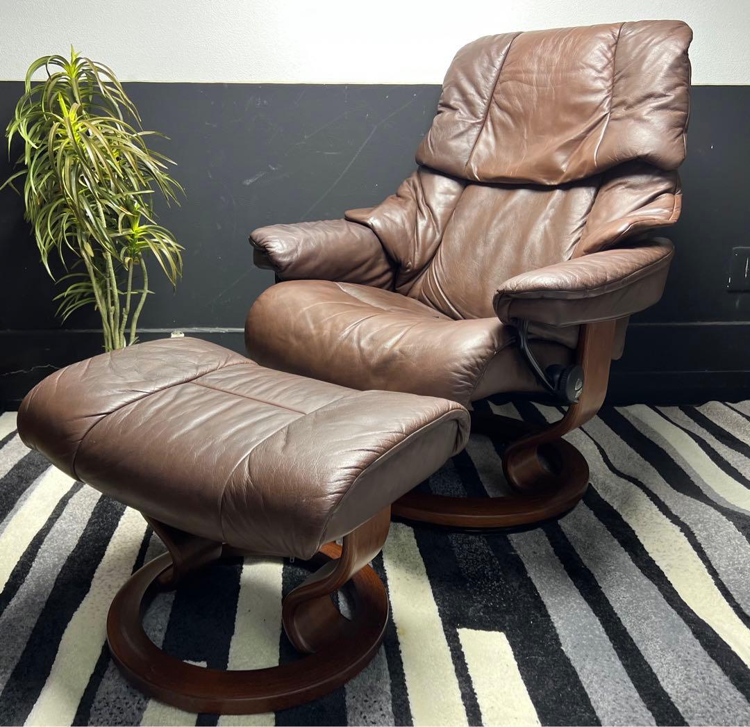 エコーネス / EKORNES ストレスレスチェア＆オットマン付　レノ  本革