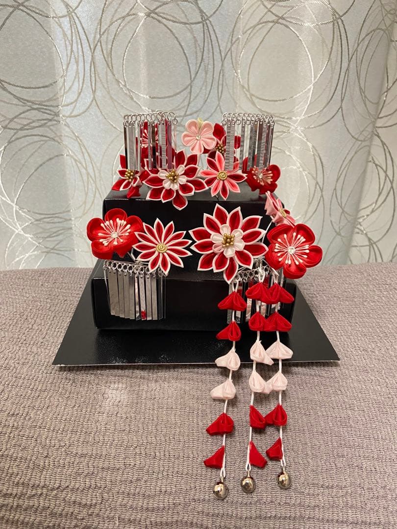 【極美品】七五三髪飾り つまみ細工髪飾り勝山3点&かのこ・ちんころ2点セット