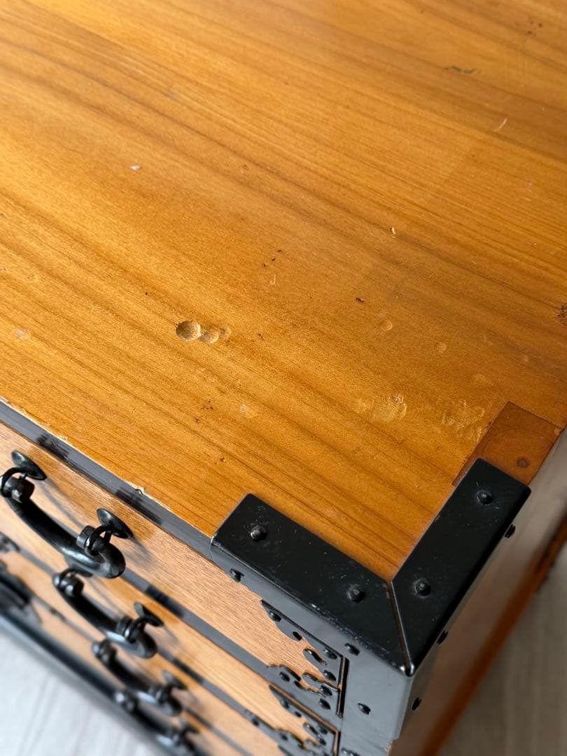 時代箪笥 小箪笥 和箪笥 昭和レトロ 引き出し4段 台車付き アンティーク