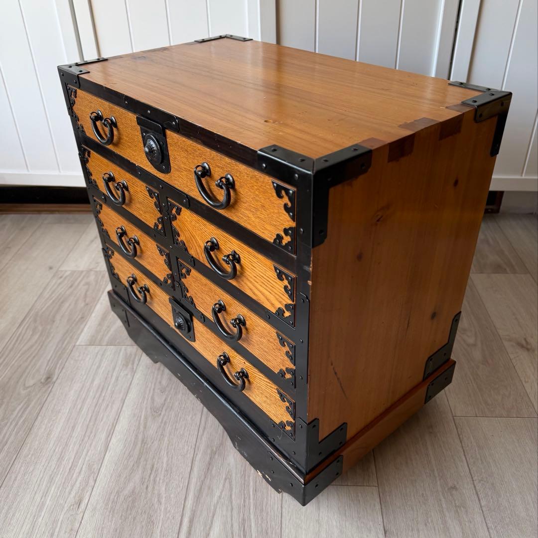 時代箪笥 小箪笥 和箪笥 昭和レトロ 引き出し4段 台車付き アンティーク