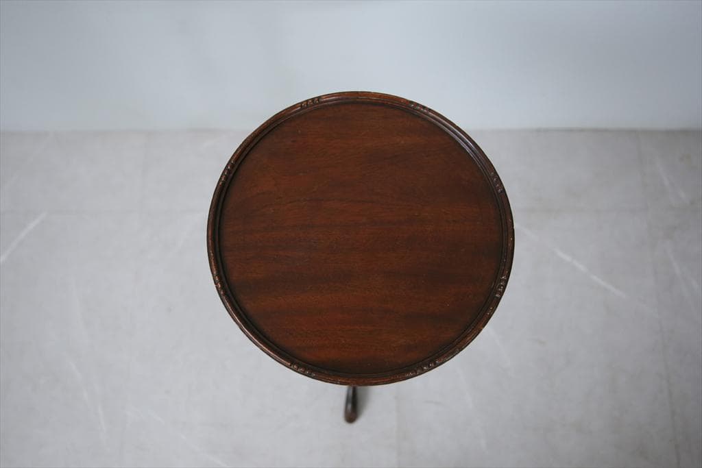 英国アンティーク木製ワインテーブル/サイドテーブル/丸机/飾り棚(91-128)