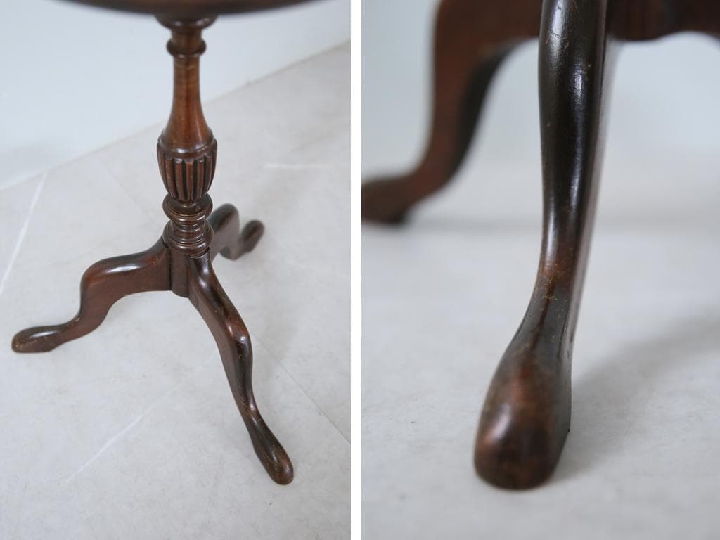 英国アンティーク木製ワインテーブル/サイドテーブル/丸机/飾り棚(91-128)