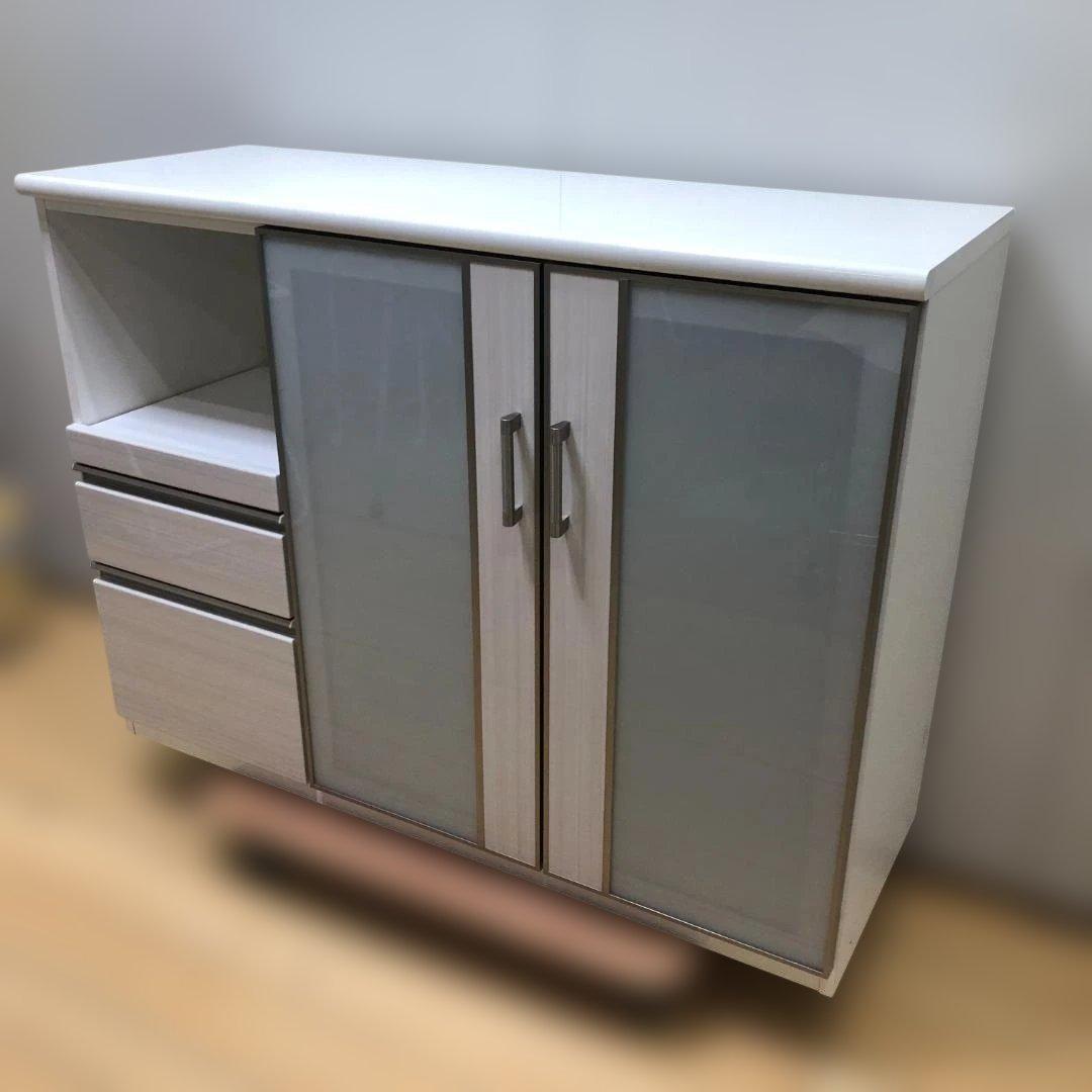 送料無料 ニトリ ポスティア 135 WH カウンター 食器棚 88252-2-