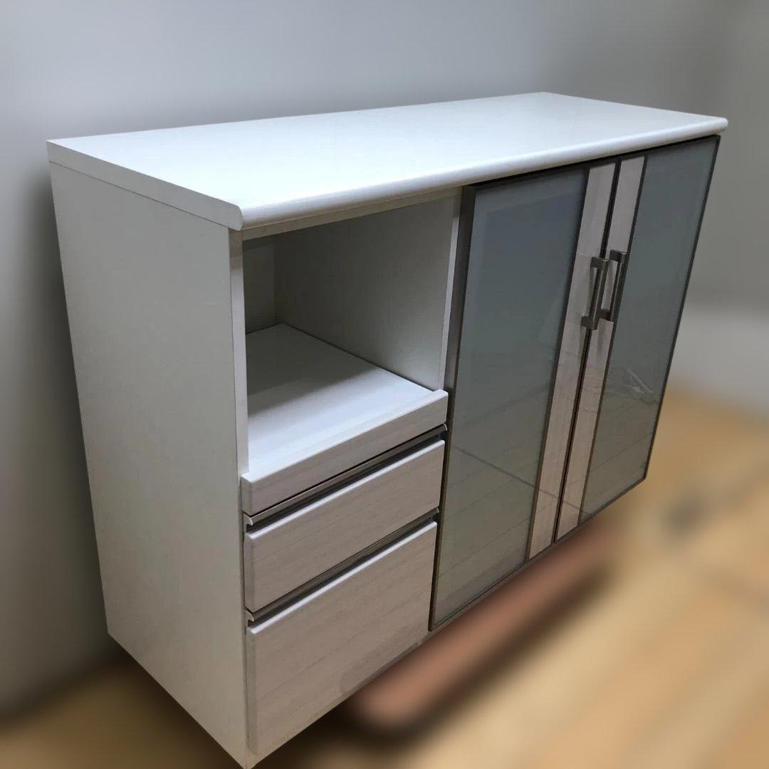 送料無料 ニトリ ポスティア 135 WH カウンター 食器棚 88252-2-