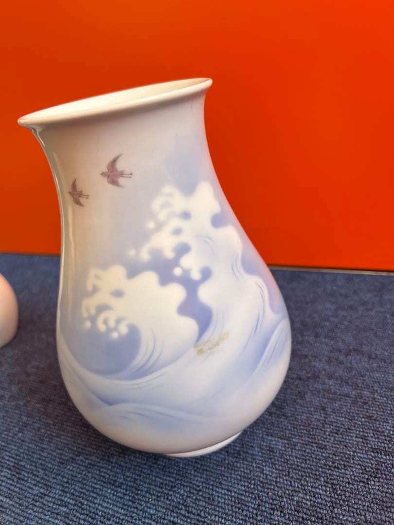 1108 深川製磁　花瓶　2客　富士山　浪花