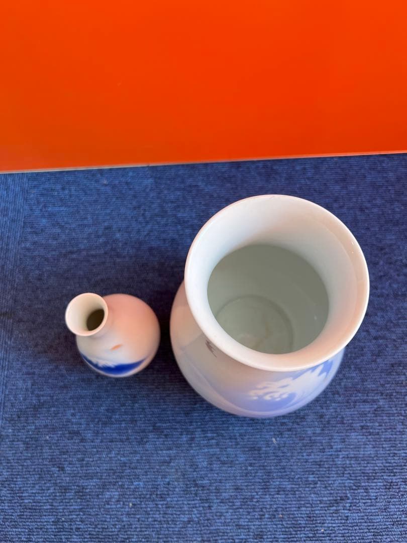 1108 深川製磁　花瓶　2客　富士山　浪花