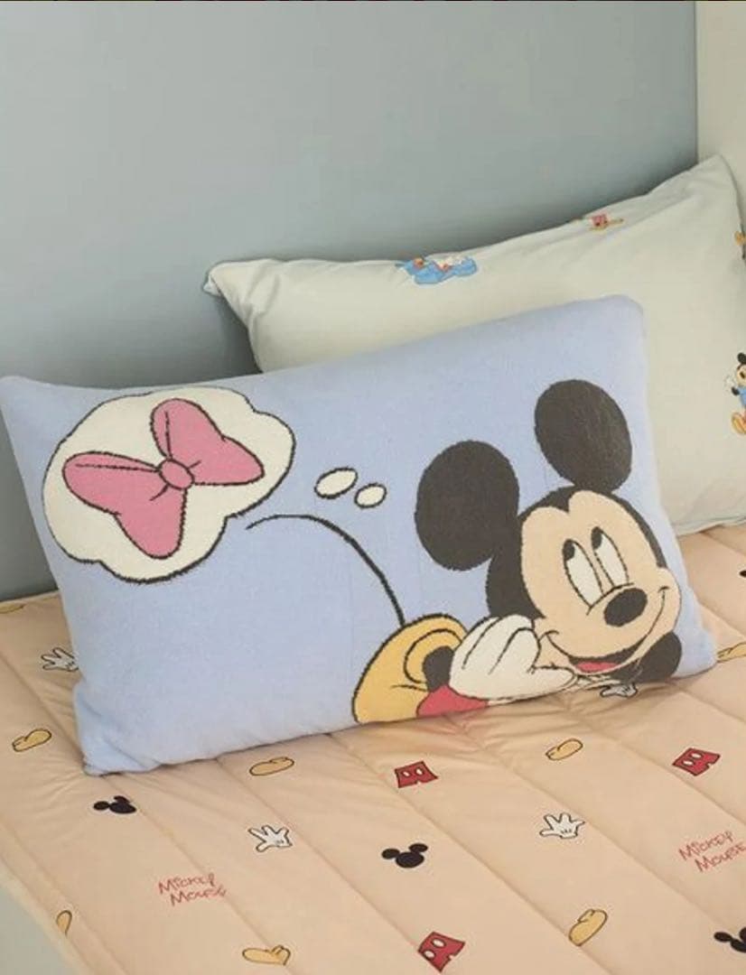 新品ジェラートピケ Mickey&Minnie ジャガードピローケース　枕カバー