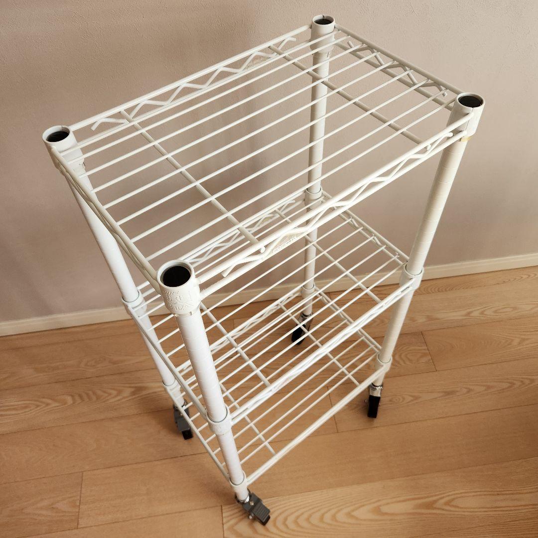 ホームエレクター 細型すき間収納ワゴン ウレタンキャスター付き 白 中古品