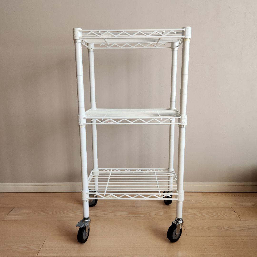 ホームエレクター 細型すき間収納ワゴン ウレタンキャスター付き 白 中古品