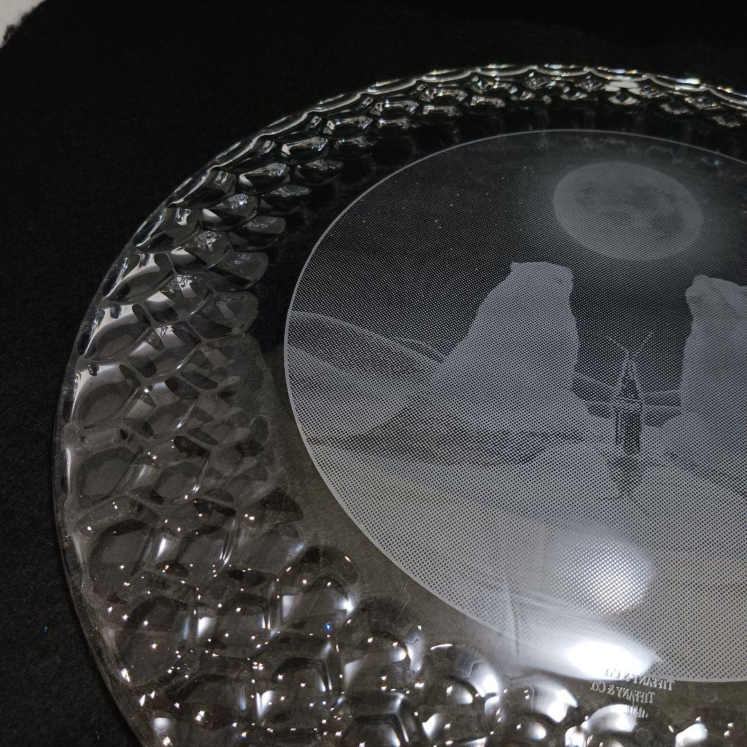 Y3301-2 ティファニー クリスタル クマ プレート ガラス 大皿 箱付PP