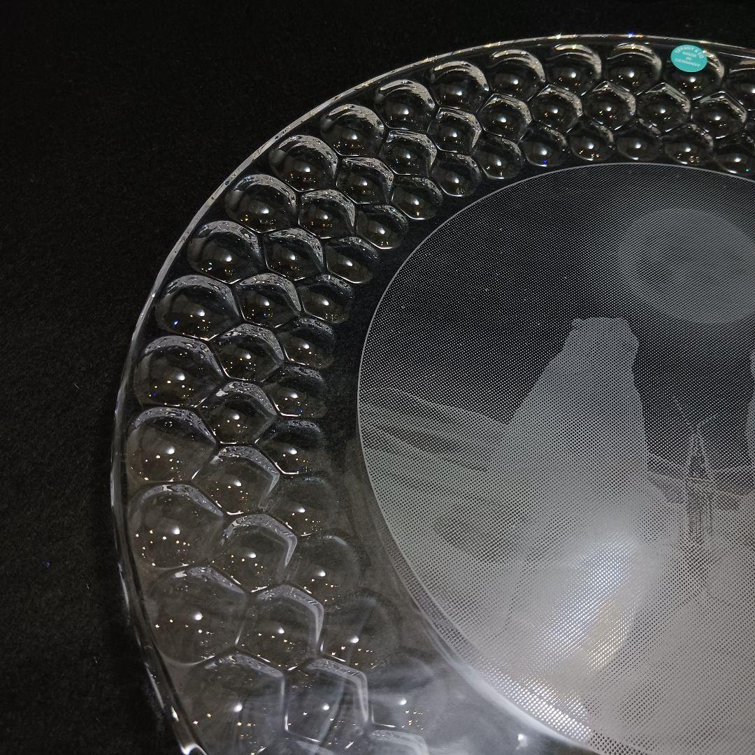 Y3301-2 ティファニー クリスタル クマ プレート ガラス 大皿 箱付PP