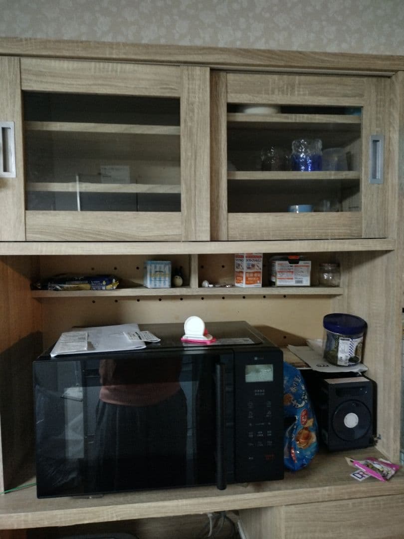 ナチュラルウッド 食器棚 引き出し式 キッチンボード