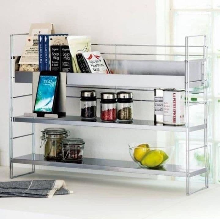 【日本製】ステンレス スパイスラック 幅68cm スマホホルダー付き