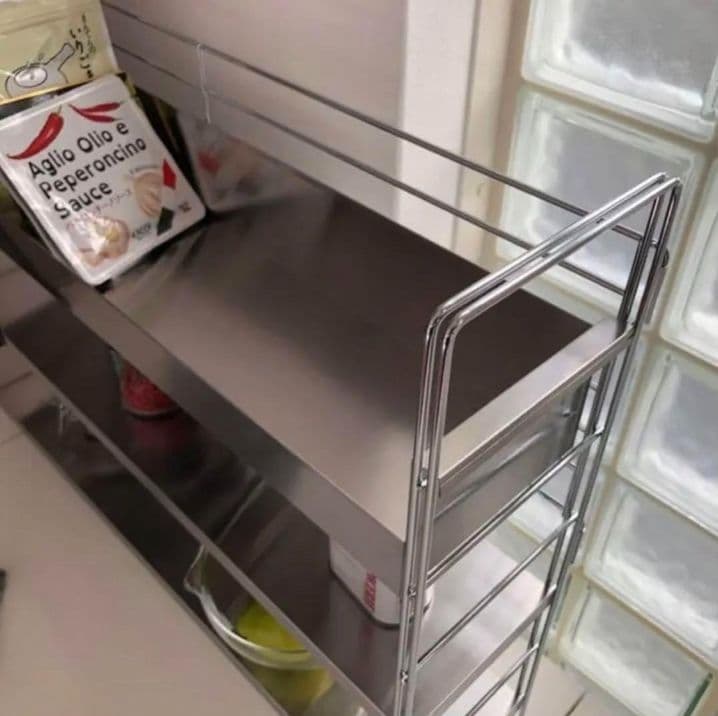 【日本製】ステンレス スパイスラック 幅68cm スマホホルダー付き