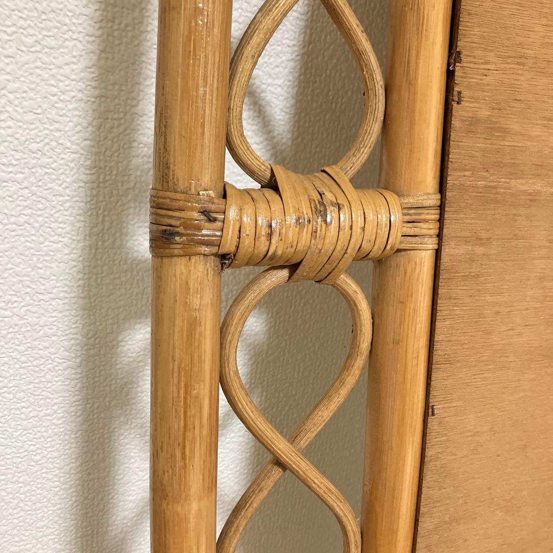 ヴィンテージ・ラタンスタンドミラー・鏡・壁掛けミラー・立て掛けミラー