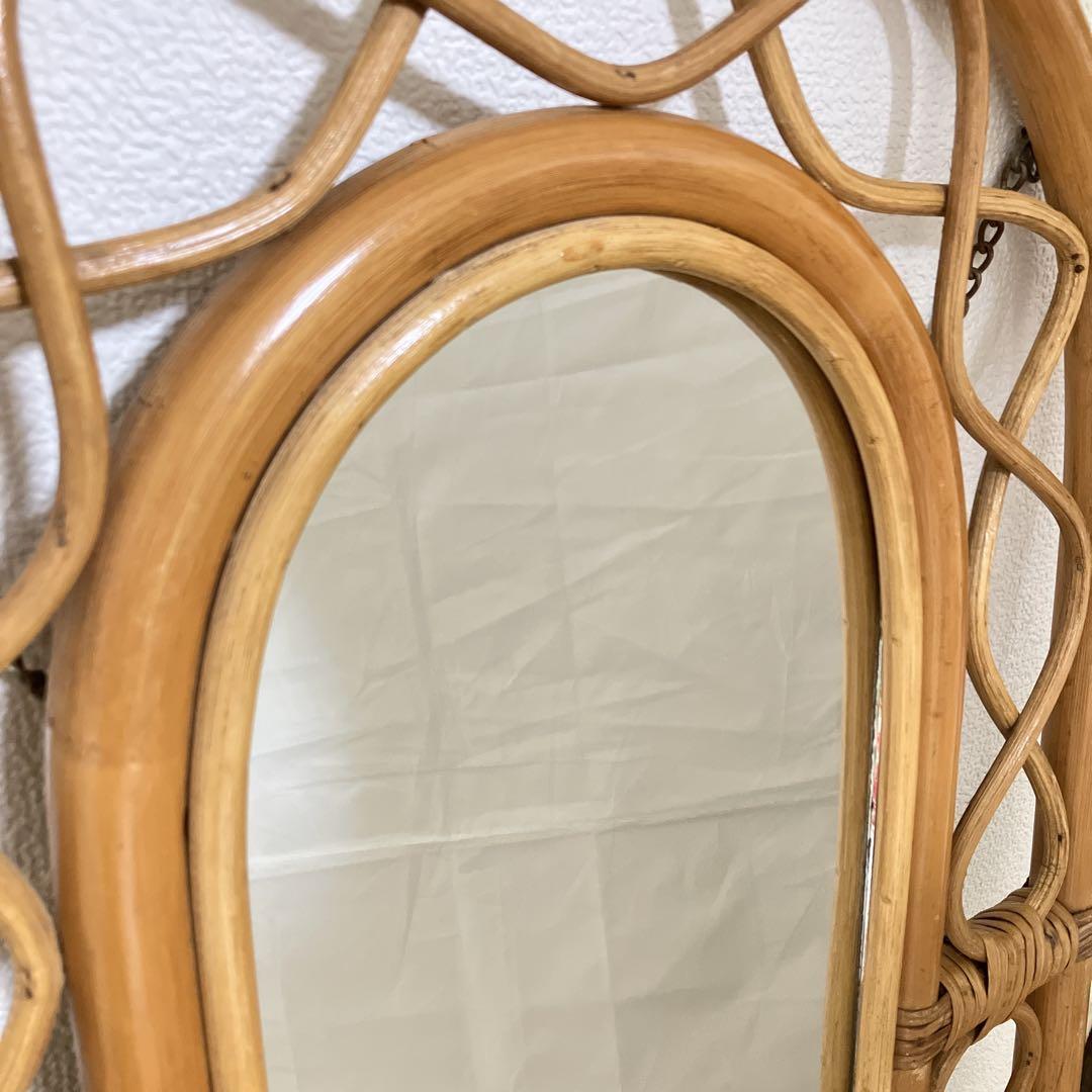 ヴィンテージ・ラタンスタンドミラー・鏡・壁掛けミラー・立て掛けミラー