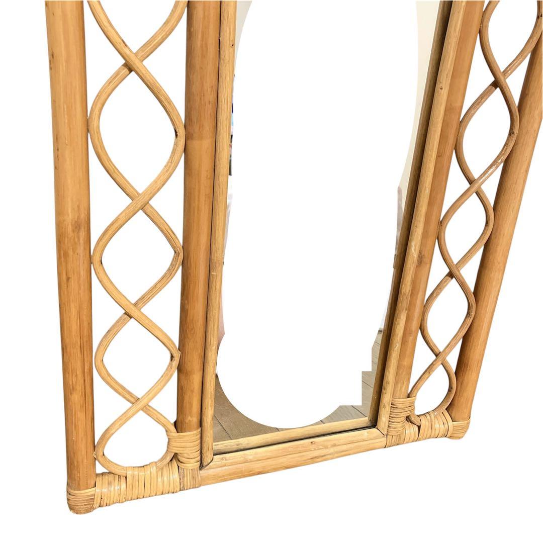 ヴィンテージ・ラタンスタンドミラー・鏡・壁掛けミラー・立て掛けミラー