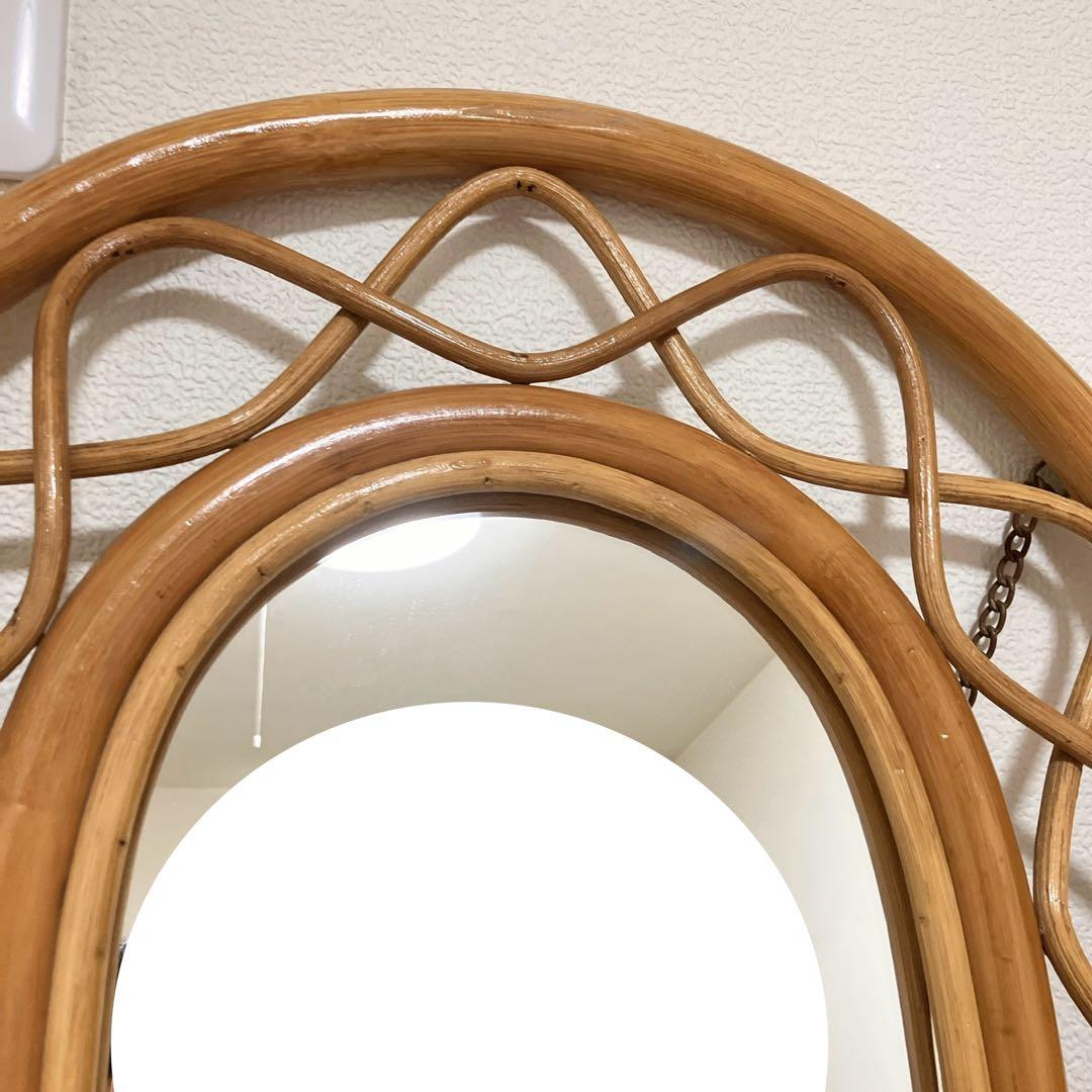 ヴィンテージ・ラタンスタンドミラー・鏡・壁掛けミラー・立て掛けミラー