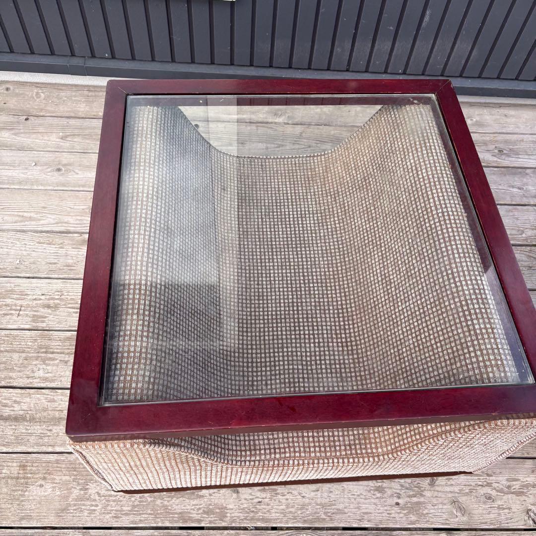 北欧レトロ ビンテージ ツイード ガラストップ ローテーブル 昭和レトロ 古家具